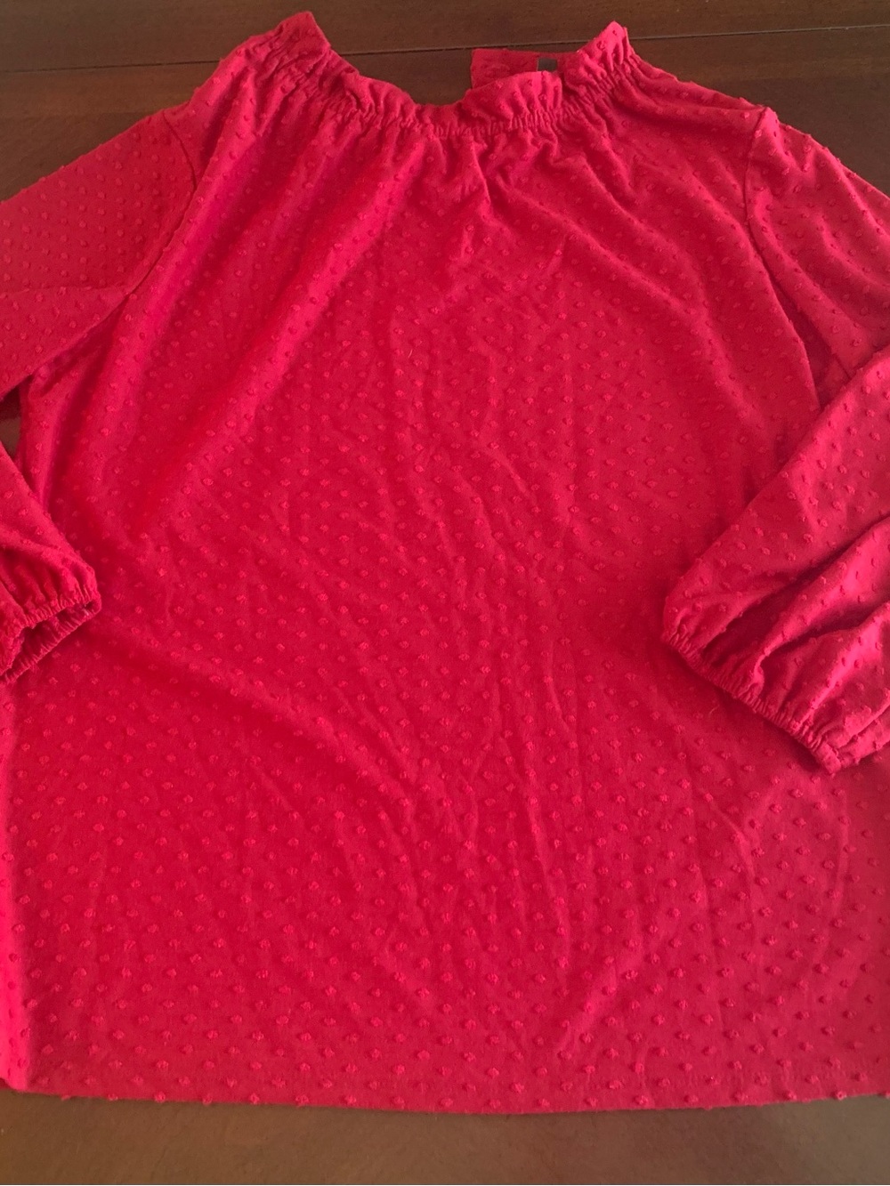 Women's Dot Textured Long Sleeve Blouse - Red